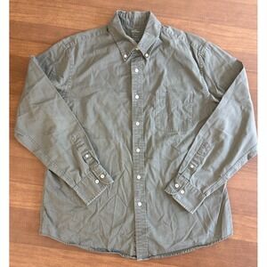 Dockers Button Down Shirt Men's 16.5 Large Olive Green Long Sleeve Collared